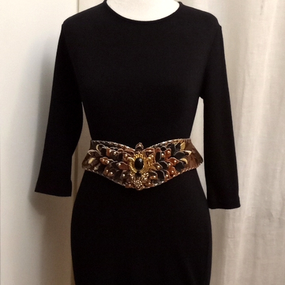 c '90s It's a Jungle Hand-Made Embellished Leather Belt VINTAGE - Picture 5 of 16